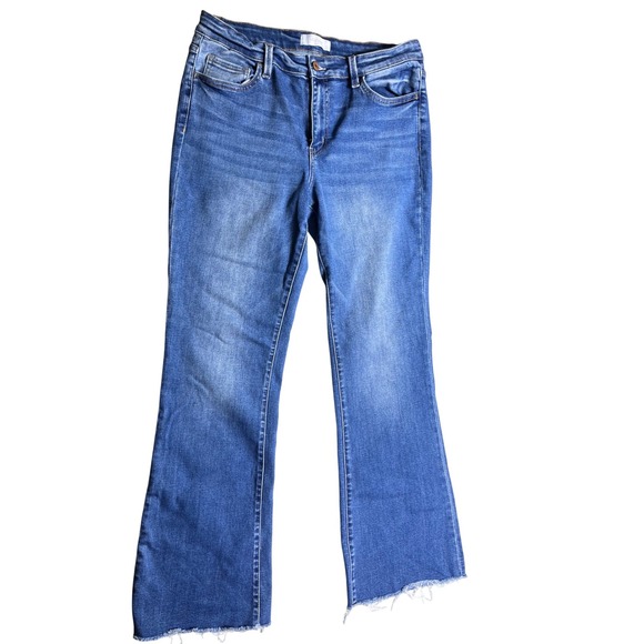 Vervet Denim - Vervet Women's Size 32 Raw Hem Flare Jeans Medium Wash Stretch Denim Boho